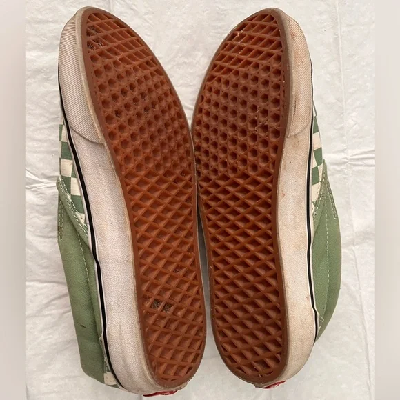 Vans Green and White Checkered slip ons - Picture 4 of 8